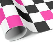 Pink Black White Checkered Pattern Design  Cadeaupapier (Rol Hoek)