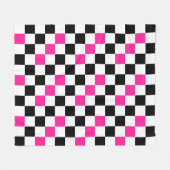 Pink Black White Checkered Pattern Design  Fleece Deken (Voorkant (Horizontaal))