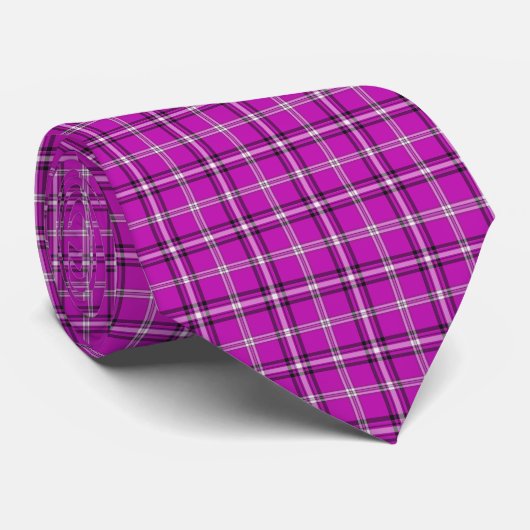 Pink Black White Classic Plaid Neck Tie Stropdas (Opgerold)