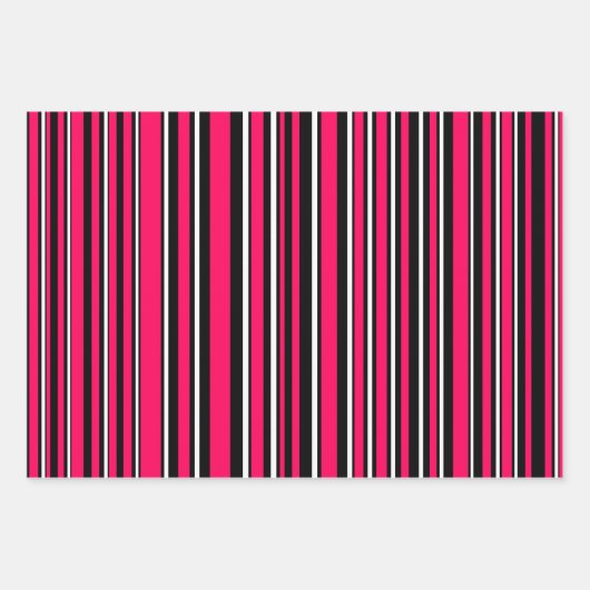 Pink, Black & White Fun Stripes & Polka Dots Inpakpapier Vel (Voorkant 3)