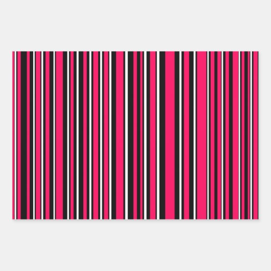 Pink, Black & White Fun Stripes & Polka Dots Inpakpapier Vel (Voorkant 2)
