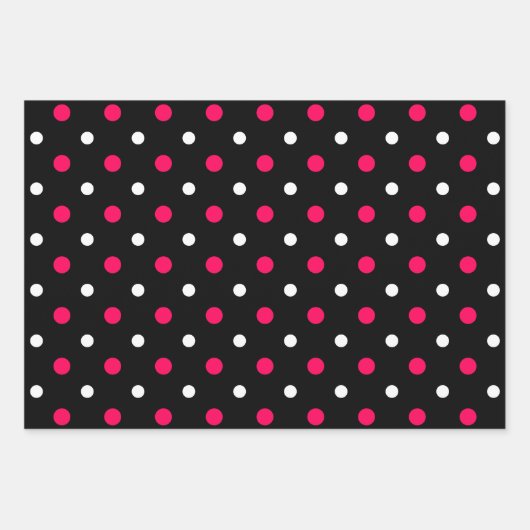 Pink, Black & White Fun Stripes & Polka Dots Inpakpapier Vel (Voorkant)