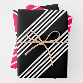Pink, Black & White Inpakpapier Vel
