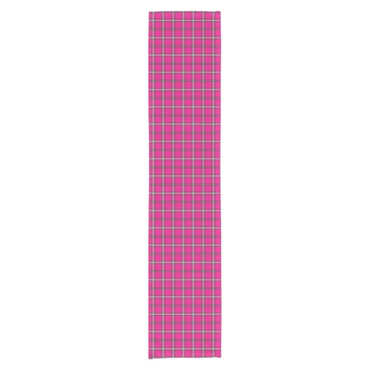 Pink Black White Plaid Bright Table Runner Korte Tafelloper (Voorkant)
