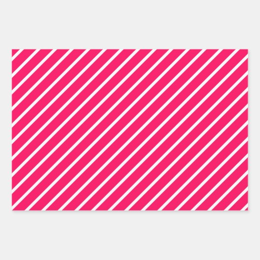 Pink, Black & White Striped Inpakpapier Vel