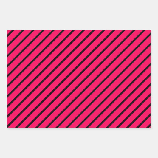 Pink, Black & White Striped Inpakpapier Vel (Voorkant 3)