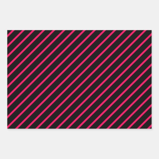 Pink, Black & White Striped Inpakpapier Vel (Voorkant)