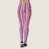 Pink Black White Stripes Pattern Design  Leggings (Achterkant)