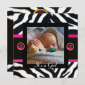 PINK BLACK WHITE ZEBRA FUR Monogram Foto Sjabloon Kaart (Voorkant / Achterkant)