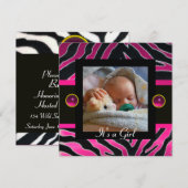 PINK BLACK WHITE ZEBRA FUR Monogram Foto Sjabloon Kaart (Voorkant / Achterkant)