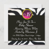 PINK BLACK WHITE ZEBRA FUR Monogram Foto Sjabloon Kaart (Achterkant)