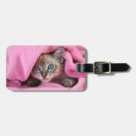 Pink Blankie Baby Siamese Cat Bagagelabel (Voorkant horizontaal)