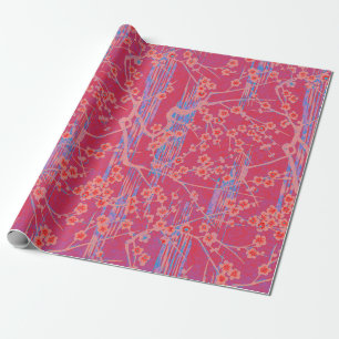 PINK BLAUWGROEN BLUE SAKURA FLOWERS Japanse Floral Cadeaupapier