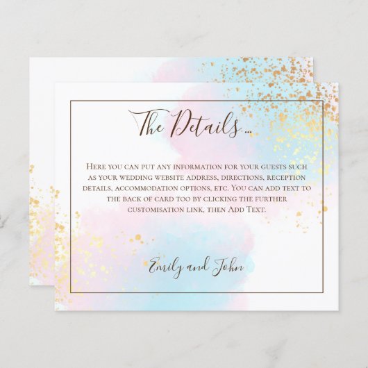 Pink Blauwgroen Waterverf Gold Weddenschap - Detai (Voorkant / Achterkant)
