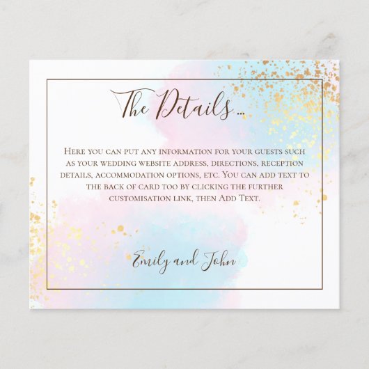 Pink Blauwgroen Waterverf Gold Weddenschap - Detai (Voorkant)