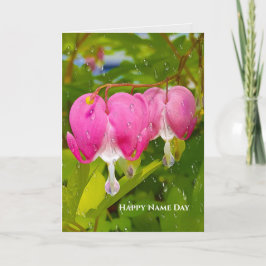 pink bleeding heart flowers and rain kaart