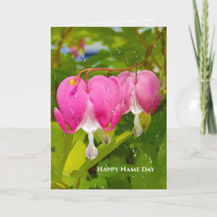 pink bleeding heart flowers and rain kaart