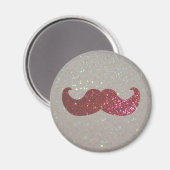Pink Bling Mustache Magneet (Voorkant / Achterkant)