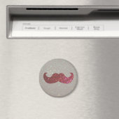 Pink Bling Mustache Magneet (Insitu (Vaatwasser))