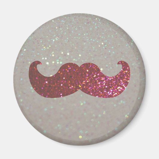 Pink Bling Mustache Magneet (Voorkant)