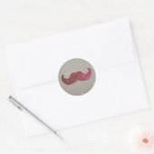 Pink Bling Mustache Ronde Sticker (Envelop)