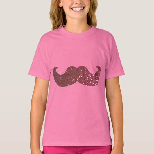 Pink Bling Mustache T-shirt (Voorkant)