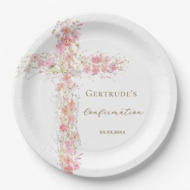 Pink bloemen kruis bevestiging papieren bordje