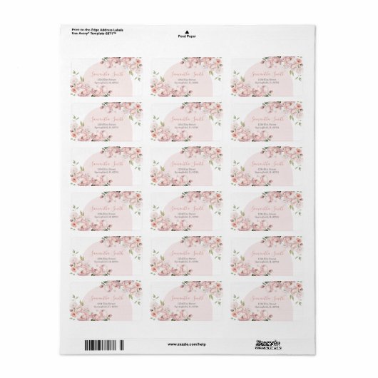 Pink Bloemenmeisje Baby shower Baby in Bloom Adres Etiket (Full Sheet)