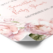 Pink Bloemenmeisje Baby shower Baby in Bloom Welko Poster (Hoek)