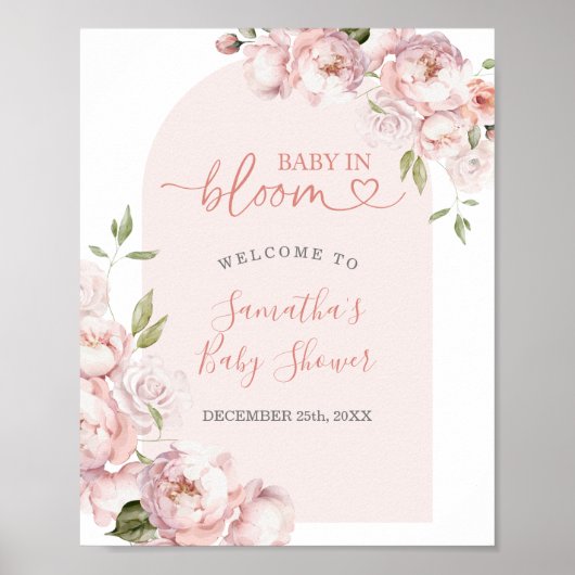 Pink Bloemenmeisje Baby shower Baby in Bloom Welko Poster (Voorkant)