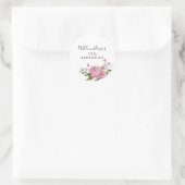 Pink Bloemenmeisje Birthday Favor Ronde Sticker (Tas)