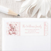 PInk bloemenpatroon teddybeer retouradres Etiket (Insitu)