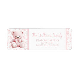 PInk bloemenpatroon teddybeer retouradres Etiket