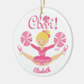 Pink Blonde Cheerleader Persoonlijke versiering Keramisch Ornament (Links)