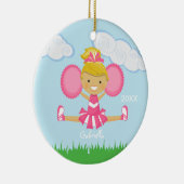 Pink Blonde Haire Cheerleader Kerstornament Keramisch Ornament (Rechts)