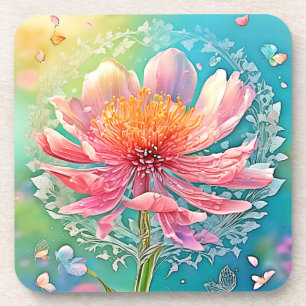 Pink Bloom Butterfly Dream Bier Onderzetter