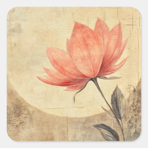 Pink Bloom & Moonlit Serenity Vierkante Sticker