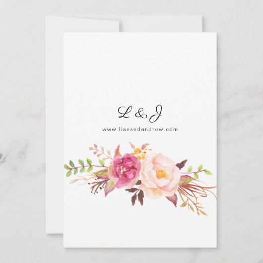 Pink Blooming Blush 2 Floral Wedding Uitnodiging (Achterkant)