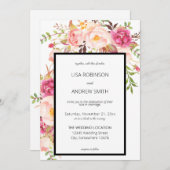 Pink Blooming Blush Floral Wedding Kaart (Voorkant / Achterkant)