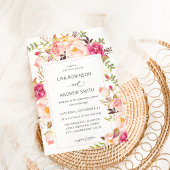 Pink Blooming Blush Floral Wedding V3 Kaart