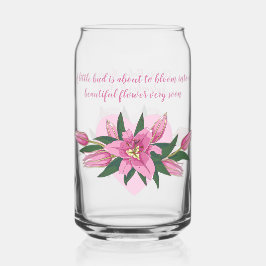 Pink Blooming Lelies Baby shower Blikvorm Glas