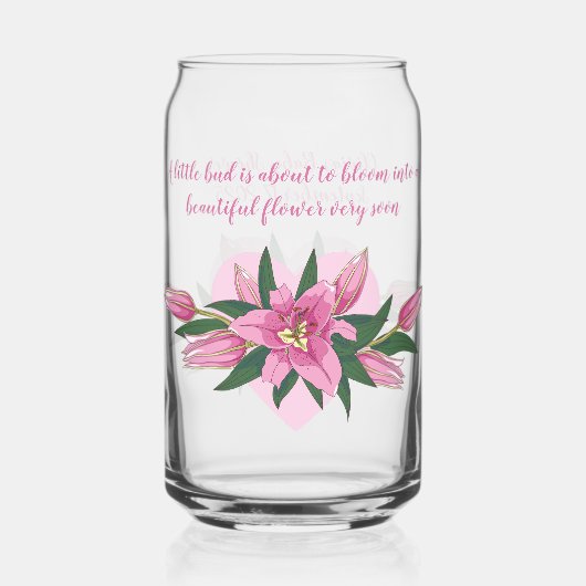 Pink Blooming Lelies Baby shower Blikvorm Glas (Voorkant)