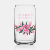 Pink Blooming Lelies Baby shower Blikvorm Glas (Achterkant)
