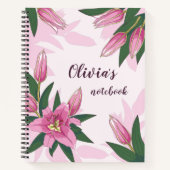 Pink Blooming Lily Notitieboek (Voorkant)