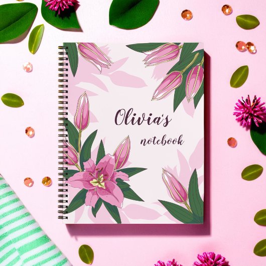 Pink Blooming Lily Notitieboek