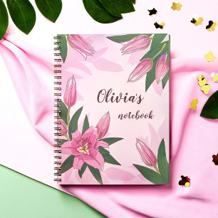 Pink Blooming Lily Notitieboek