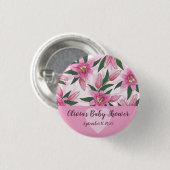 Pink Blooming Lily Ronde Button 3,2 Cm (Voorkant /achterkant)