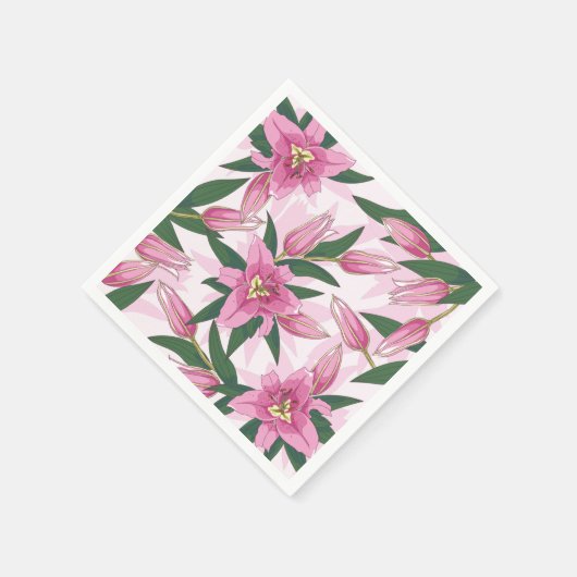 Pink Blooming Lily Servet (Hoek)