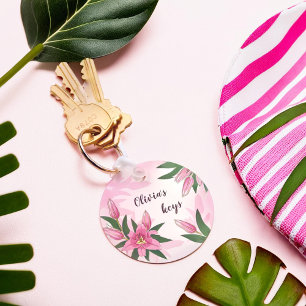 Pink Blooming Lily Sleutelhanger