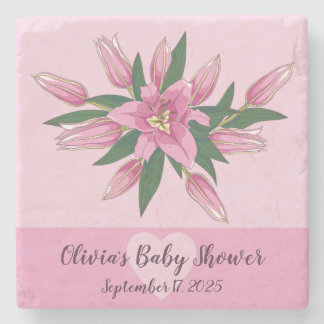 Pink Blooming Lily Stenen Onderzetter